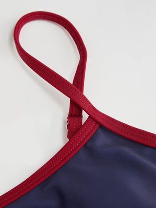 Cape Cod Graphic Halter Neckline Low Rise Contrast Binding 3-Piece Bikini Set