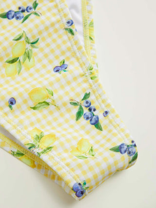 Sweetheart Gingham & Fruit Graphic Cut Out One Piece Swimsuit