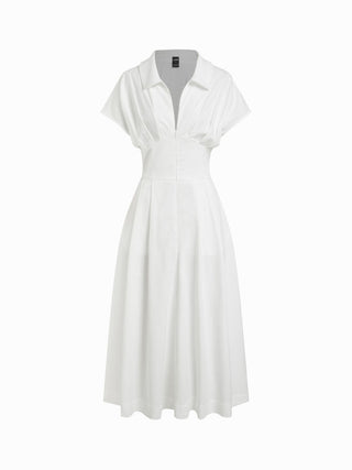 Short Sleeve Draped Pocket Flared Maxi Dress