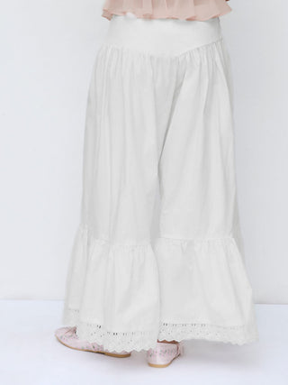 Wide Leg Pants Women Cargo Sequin pants Capri Pant denim cargo pants Woven Cotton-blend Mid Rise Lace Trim Ruffle Wide Leg Trousers For Daily Casual Vacation