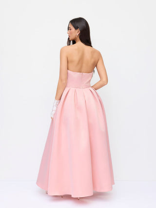 Summer Dress Summer Dresses Flowy Dresses Silky Soft Wrap Dress Floral Satin Satin Sculptural Strapless Bowknot Flared Maxi Dress For Party/Clubbing Wedding