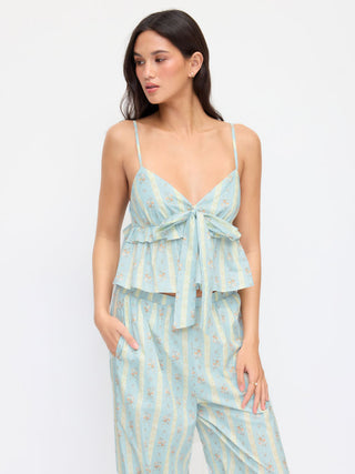 Summer Dress Summer Dresses Euro Summer beachwear swimsuits Woven Cotton-blend Floral Oversized Crop Top & High Rise Wide Leg Loungewear Set For Home Bedroom