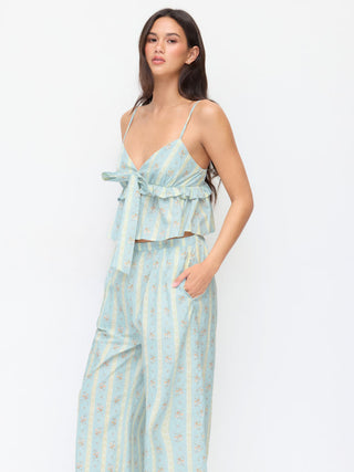 Summer Dress Summer Dresses Euro Summer beachwear swimsuits Woven Cotton-blend Floral Oversized Crop Top & High Rise Wide Leg Loungewear Set For Home Bedroom