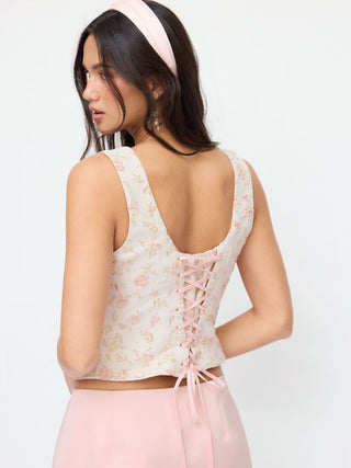 Crop Top Halter Tops Linen Tops Summer Tops Summer Tops Cute Tops going out tops Cute Summer Top Jacquard Floral Jacquard Square Neck Bowknot Lace up Crop Tank Blouse For Daily Casual Date