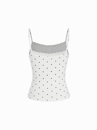 Lace Panel Ruched Henley Cami Top