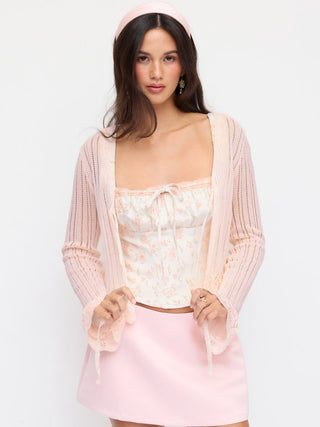 Knit Textured V-neck Bell Sleeve Cardigan