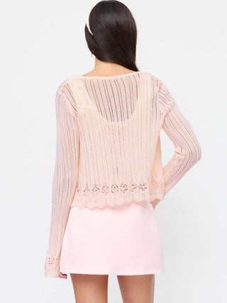 Knit Textured V-neck Bell Sleeve Cardigan