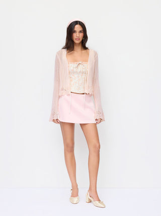 Knit Textured V-neck Bell Sleeve Cardigan