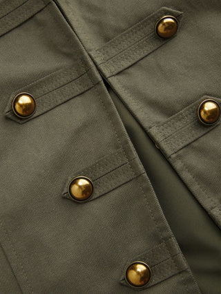 Cotton-blend Stand Collar Metal Detail Jacket