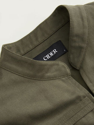 Cotton-blend Stand Collar Metal Detail Jacket
