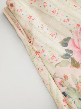 Satin Satin Floral Mid Rise Flared Midi Skirt For Daily Casual Date