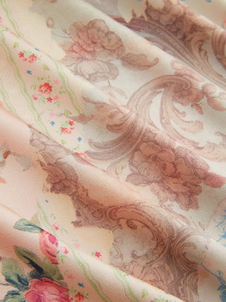 Satin Satin Floral Mid Rise Flared Midi Skirt For Daily Casual Date