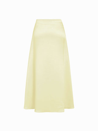 Satin Cowl Neck Lace Panel Top & Mid Rise Flared Maxi Skirt Set