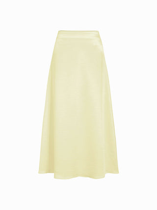 Satin Cowl Neck Lace Panel Top & Mid Rise Flared Maxi Skirt Set