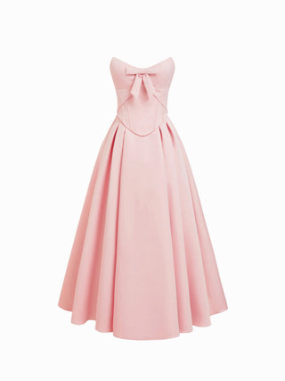 Summer Dress Summer Dresses Flowy Dresses Silky Soft Wrap Dress Floral Satin Satin Sculptural Strapless Bowknot Flared Maxi Dress For Party/Clubbing Wedding