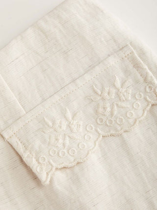 Woven Linen-blend Floral Embroidery Square Neck Top & Mid Rise Mini Skirt Set For Date Vacation