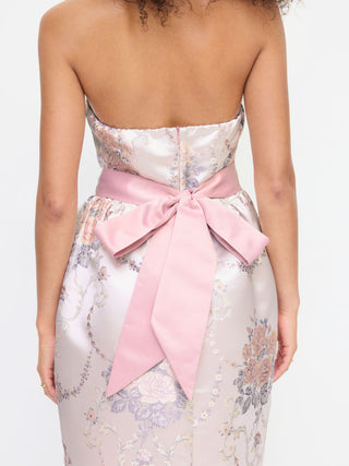 Jacquard Jacquard Floral Bandeau Bowknot Bubble Maxi Dress For Date Wedding