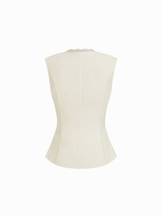 V-neck Lace Trim Waistcoat Top