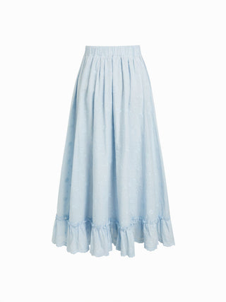 Cotton Cotton-blend Textured Lace Cami Top & Mid Rise Maxi Skirt Set For Daily Casual Vacation