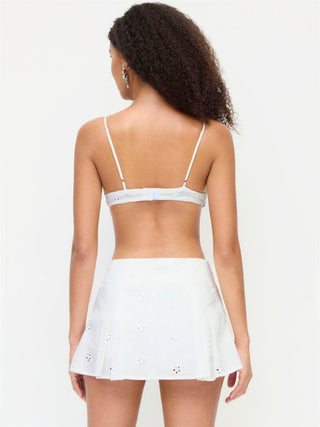 Cotton Cotton Sweetheart Eyelet Bralette & Mid Rise Skirt Loungewear Set For Daily Casual Home
