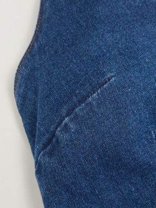 Stretch Denim Halter Neckline Washed A-line Maxi Dress