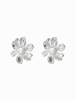 FAUX PEARL DECOR FLOWER EARRINGS