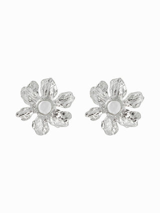FAUX PEARL DECOR FLOWER EARRINGS