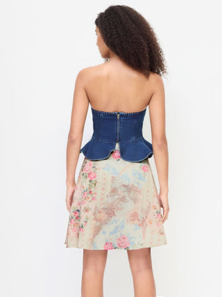 Satin Satin Floral Mid Rise Flared Midi Skirt For Daily Casual Date