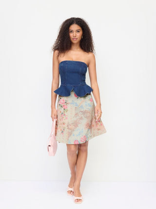 Satin Satin Floral Mid Rise Flared Midi Skirt For Daily Casual Date