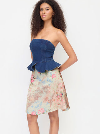 Satin Satin Floral Mid Rise Flared Midi Skirt For Daily Casual Date