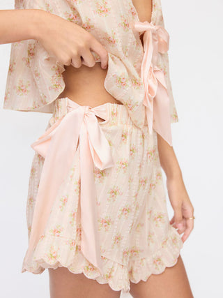 Summer Dress Summer Dresses Euro Summer beachwear swimsuits Cotton Cotton-blend Floral V-neck Bowknot Crop Top & Mid Rise Shorts Loungewear Set For Home Bedroom