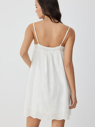 Cotton-blend Square Neck Broderie Anglaise A-line Cami Mini Dress