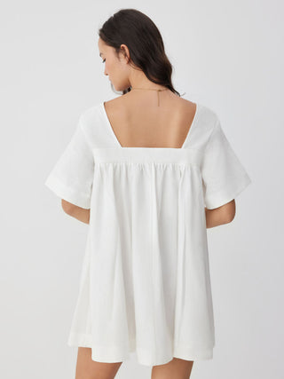 Linen-blend Linen-blend Sweetheart Neck Lace Trim Bowknot Oversized Mini Nightdress  For Home Bedroom
