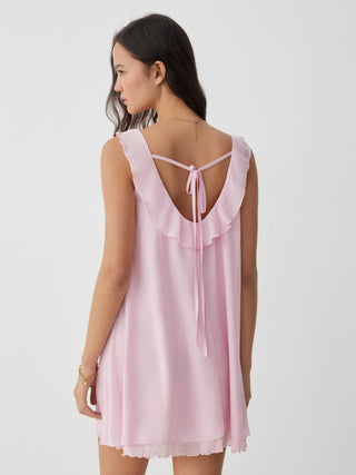 Scoop Neck Sleeveless Ruffle Bowknot Mini Nightdress