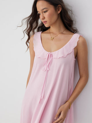 Scoop Neck Sleeveless Ruffle Bowknot Mini Nightdress