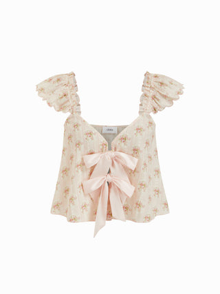 Summer Dress Summer Dresses Euro Summer beachwear swimsuits Cotton Cotton-blend Floral V-neck Bowknot Crop Top & Mid Rise Shorts Loungewear Set For Home Bedroom