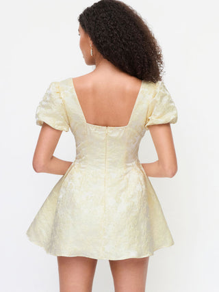 corset Jacquard Jacquard Sculptural V-neck Puff Sleeve Corset Flared Mini Dress For Party/Clubbing Wedding