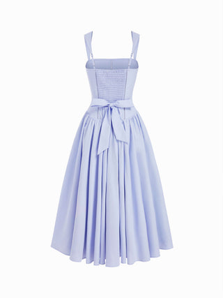 Summer Dress Summer Dresses Flowy Dresses Silky Soft Floral corset Woven Square Neck Guipure Detail Low Rise Pleated A-line Maxi Dress For Date Vacation