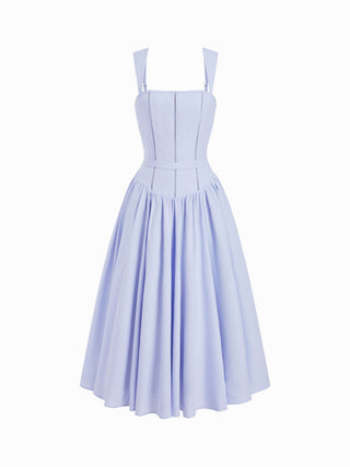Summer Dress Summer Dresses Flowy Dresses Silky Soft Floral corset Woven Square Neck Guipure Detail Low Rise Pleated A-line Maxi Dress For Date Vacation