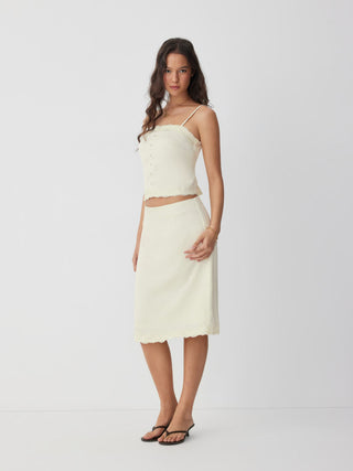 Satin Satin Lace Trim Button Cami Top & Mid Rise Midi Skirt Set For Daily Casual Date