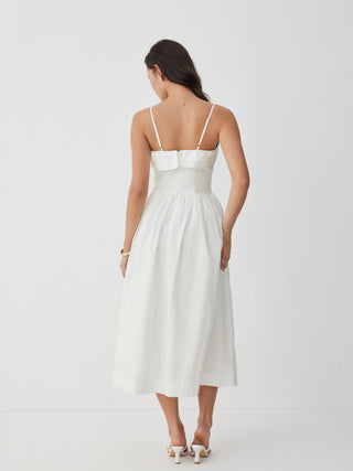 Cotton-blend Square Neck Flared Maxi Dresses