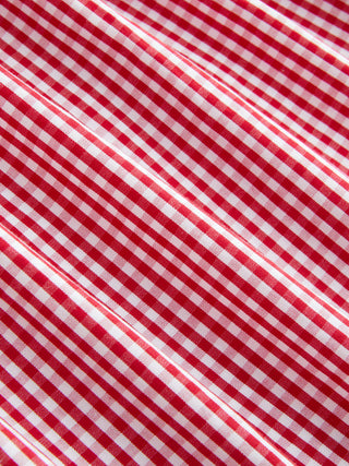Woven Cotton-blend Gingham Shirred High Rise Mini Dress For Daily Casual