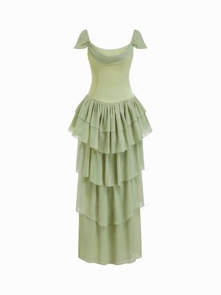 Summer Dress Summer Dresses Slip Dress Flowy Dresses Silky Soft Floral Chiffon Chiffon Square Neck Draped Tiered Maxi Dress For Date Wedding