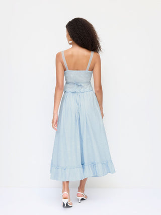 Cotton Cotton-blend Textured Lace Cami Top & Mid Rise Maxi Skirt Set For Daily Casual Vacation