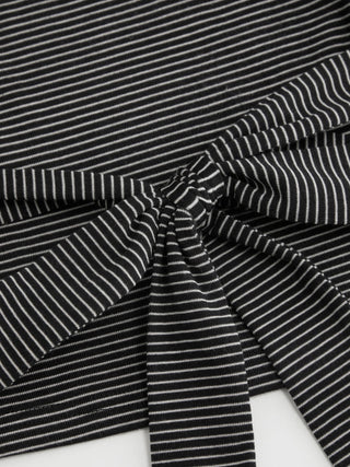 Lyocell-blend Striped V-neck Cloak Sleeve Ruched Tie Back Top