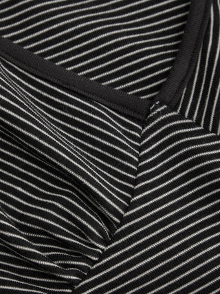 Lyocell-blend Striped V-neck Cloak Sleeve Ruched Tie Back Top