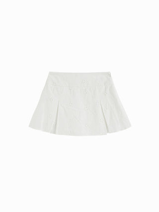 Cotton Cotton Sweetheart Eyelet Bralette & Mid Rise Skirt Loungewear Set For Daily Casual Home
