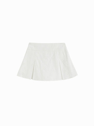 Cotton Cotton Sweetheart Eyelet Bralette & Mid Rise Skirt Loungewear Set For Daily Casual Home