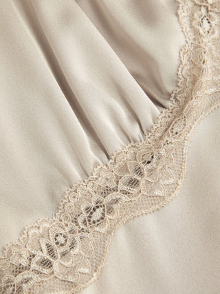 Satin V-neck Lace Trim Tank Blouse
