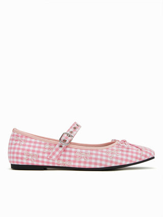 BOWKNOT GINGHAM MARY JANE FLATS